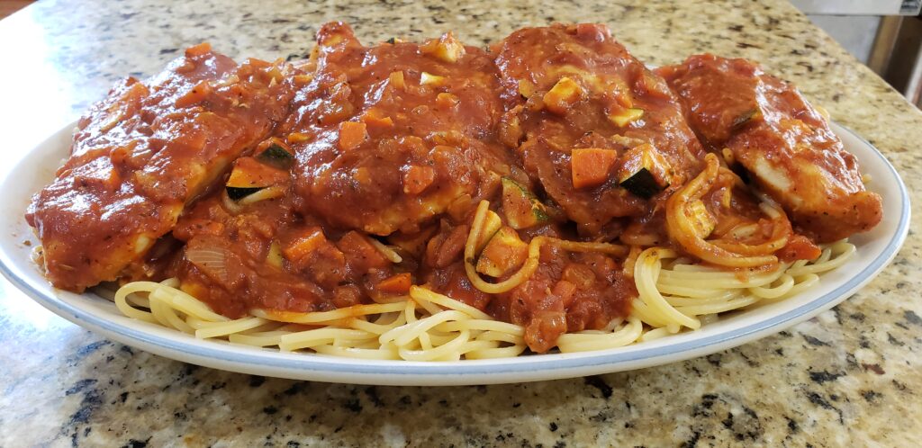 Chicken and Zucchini in Red Sauce